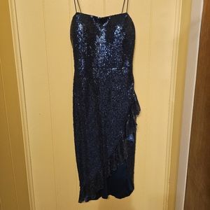 Blue sequins cocktail dress